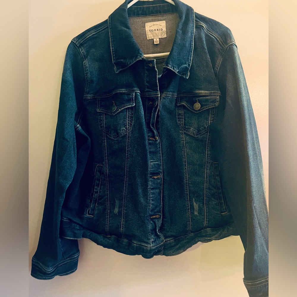 Plus size distressed torrid denim jacket